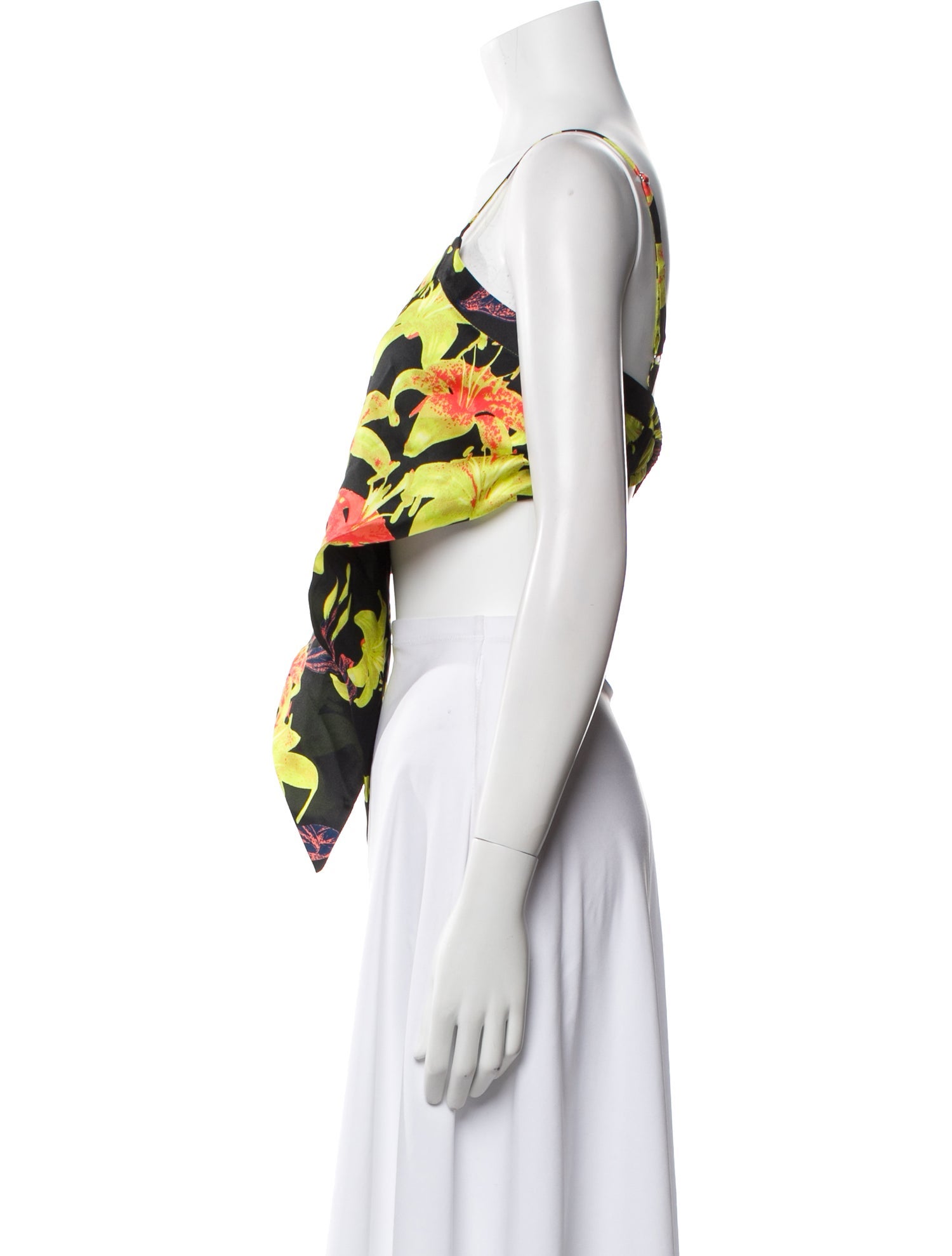 Christopher John Rogers Floral Print V-Neck Crop Top