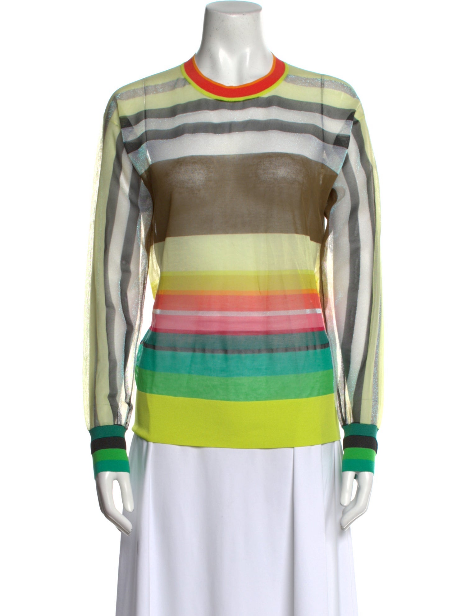 Christopher John Rogers Striped Crew Neck Top