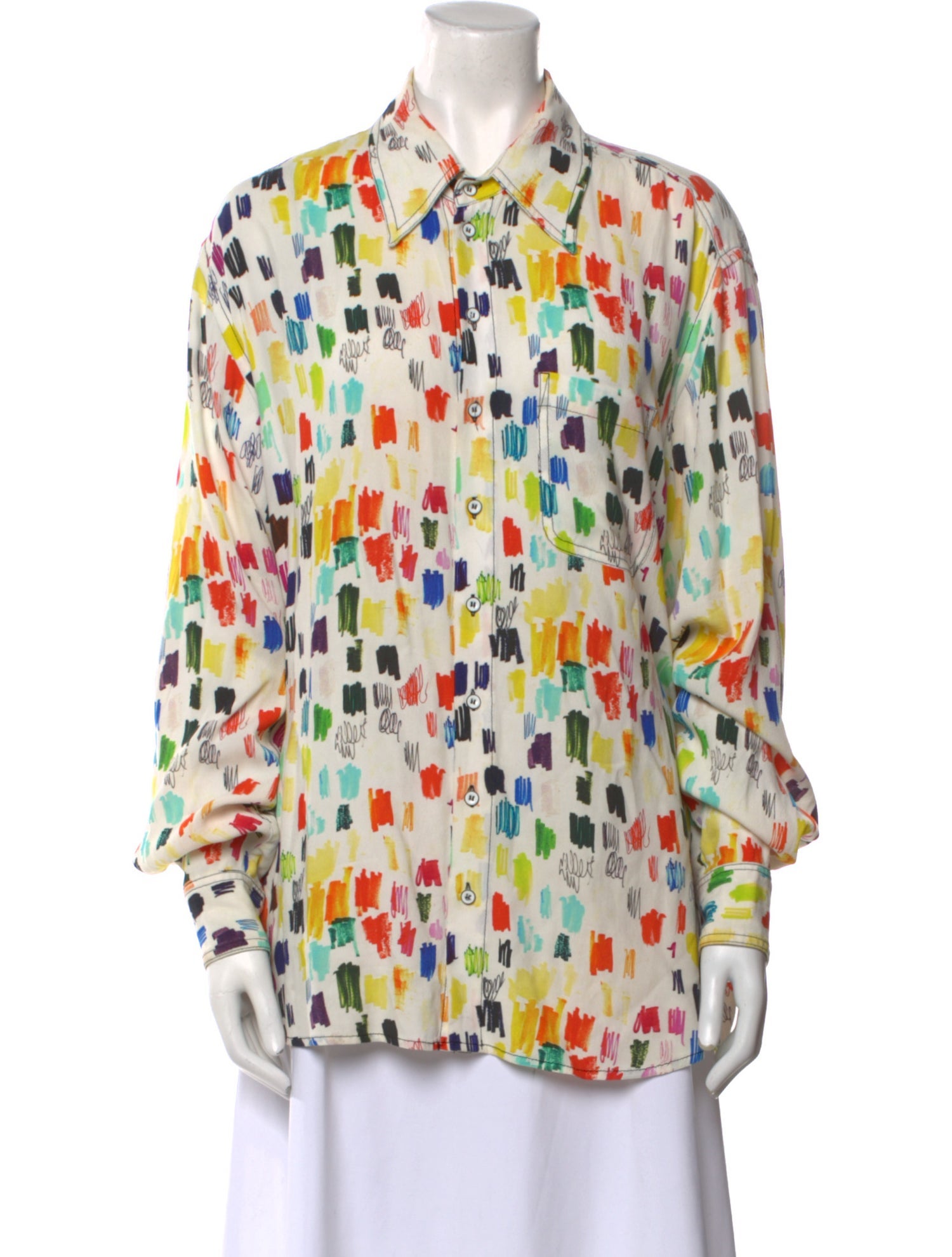 Christopher John Rogers Printed Long Sleeve Button-Up Top