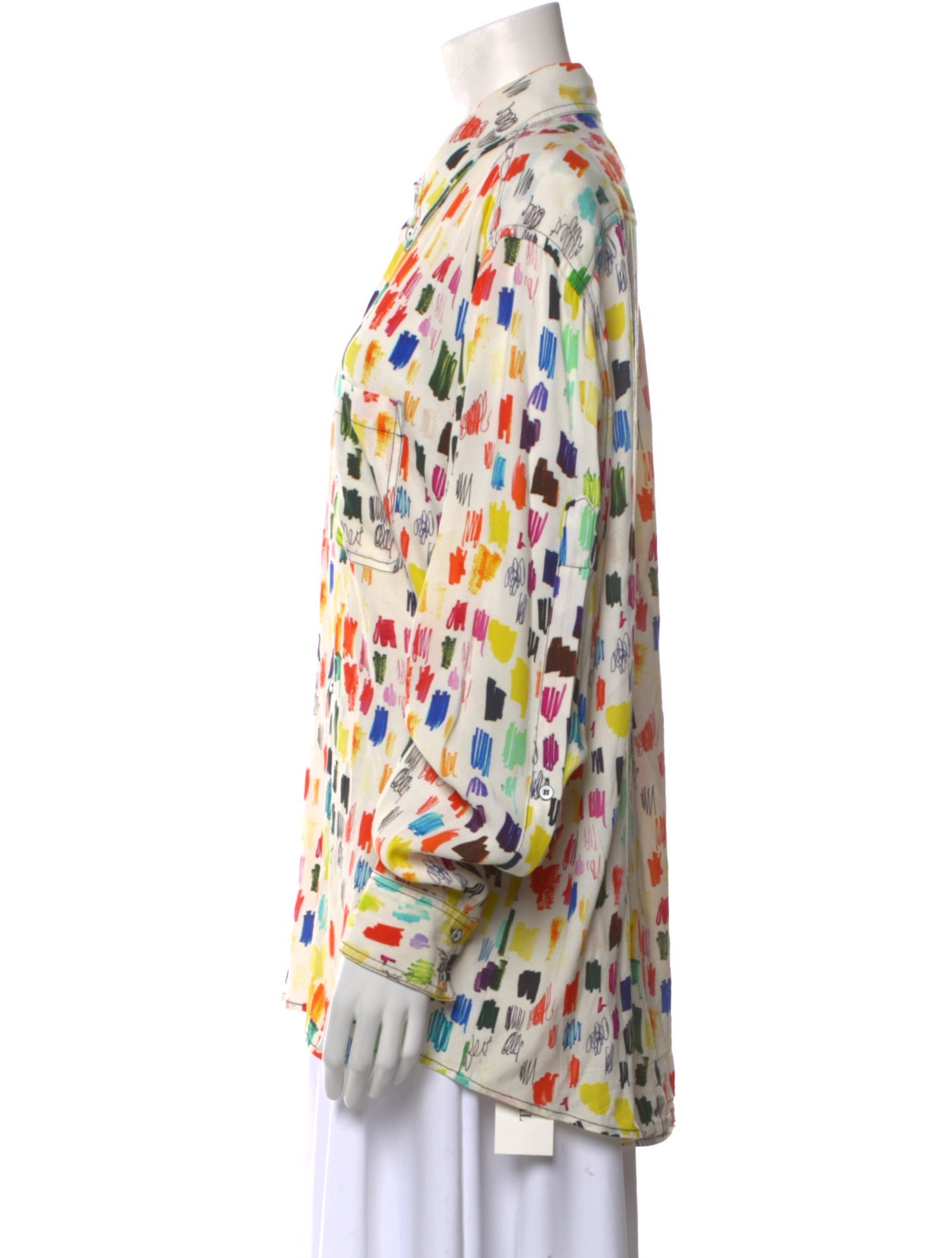 Christopher John Rogers Printed Long Sleeve Button-Up Top