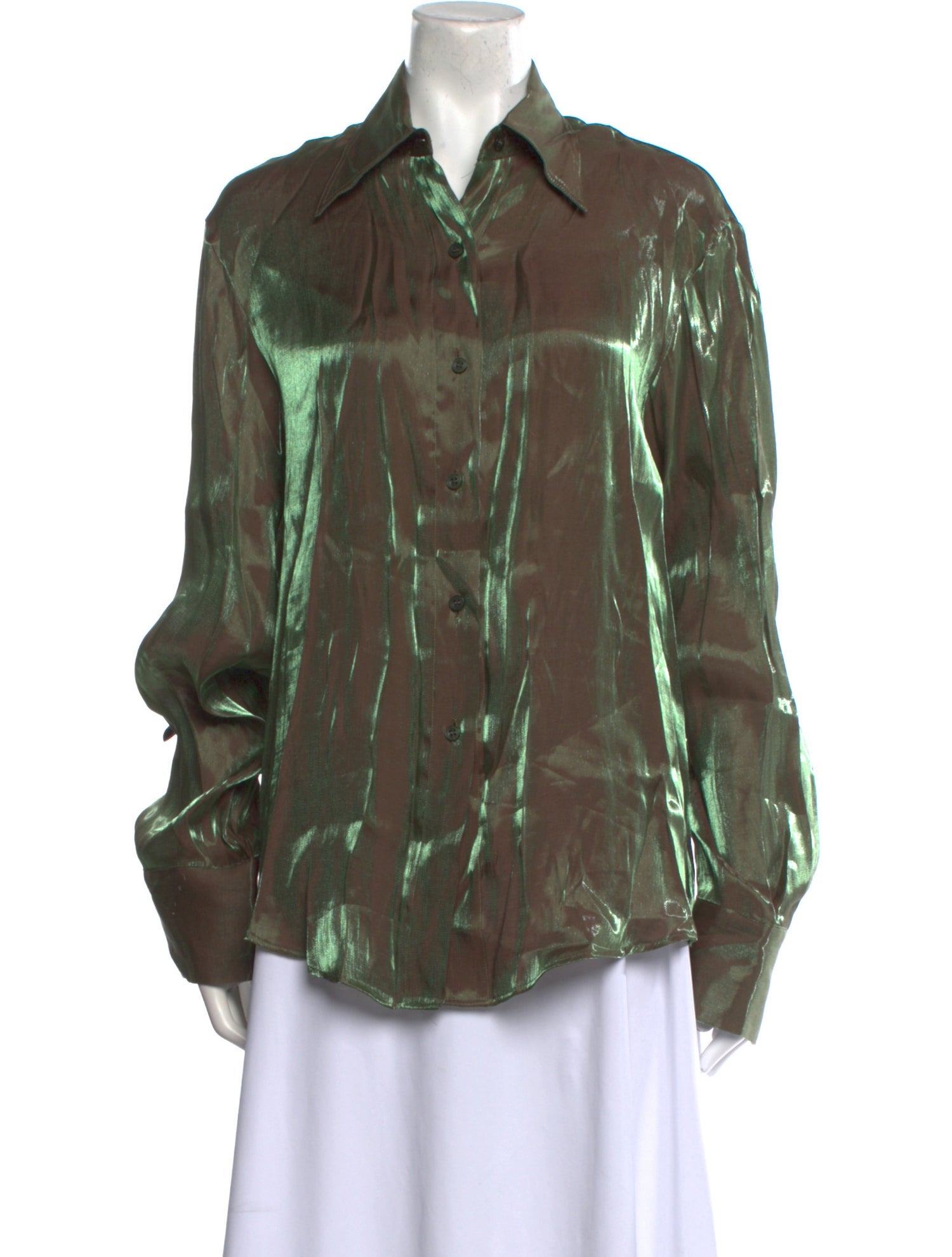 Christopher John Rogers Printed Long Sleeve Button-Up Top