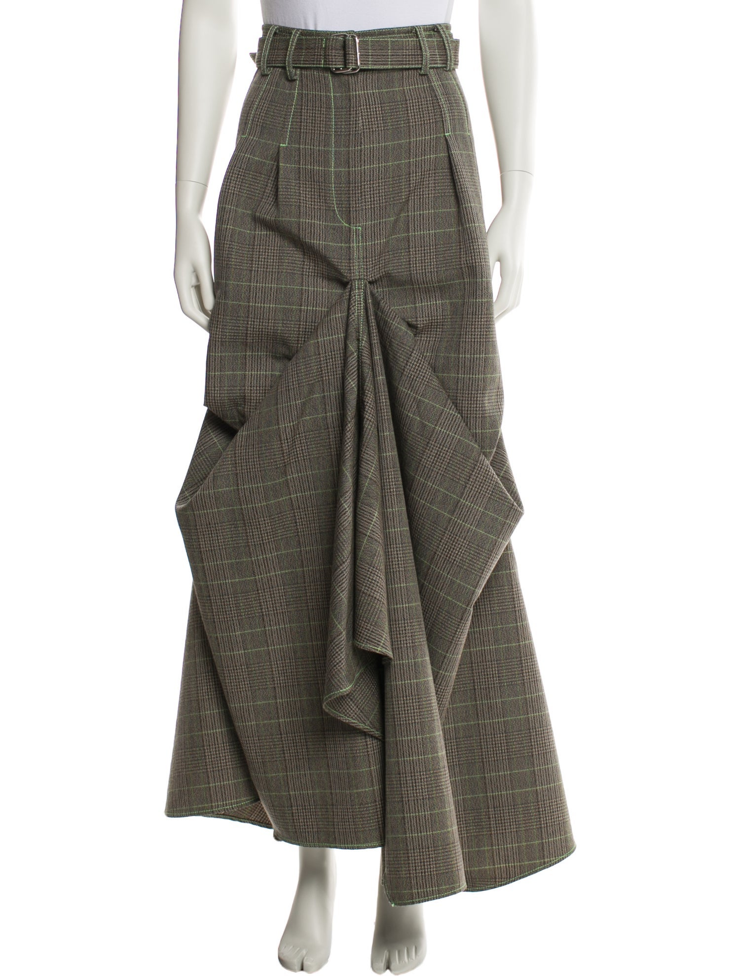 Christopher John Rogers Plaid Print Long Skirt