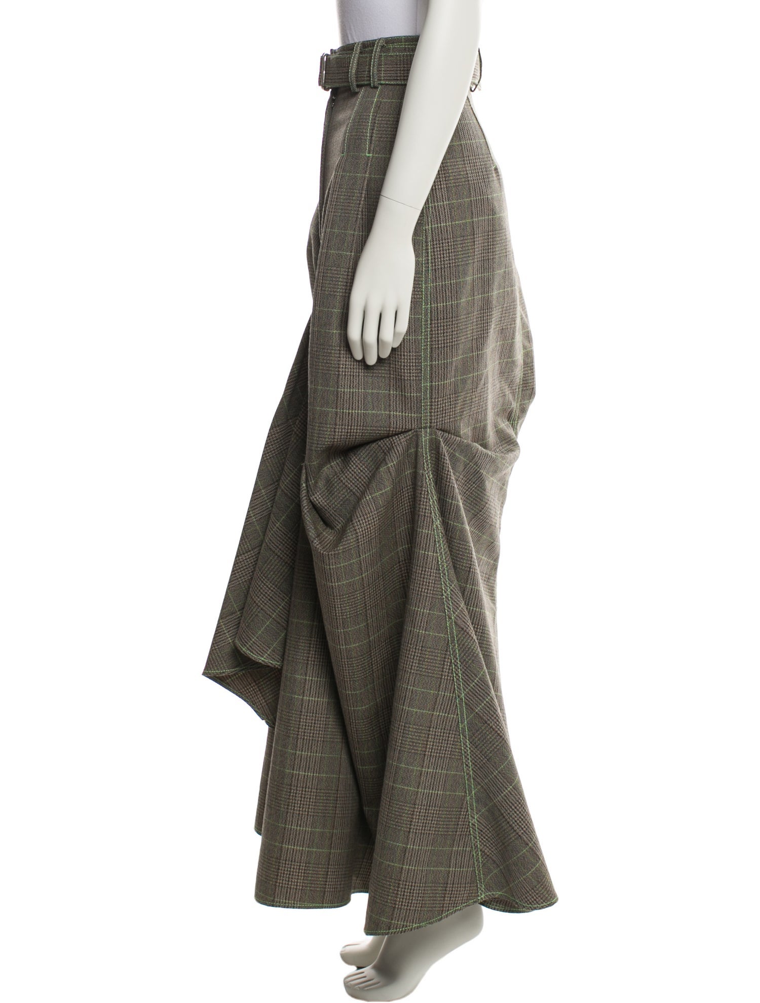 Christopher John Rogers Plaid Print Long Skirt
