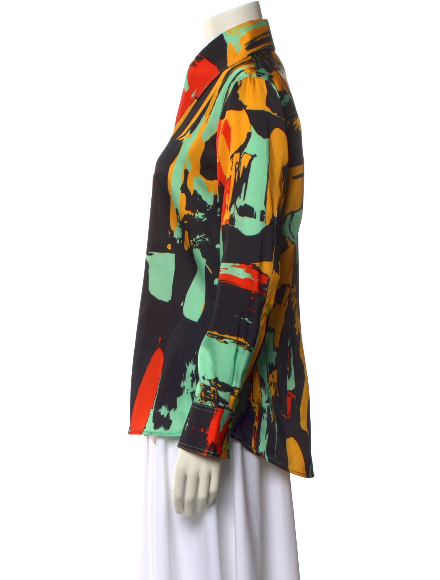 Christopher John Rogers Printed Long Sleeve Button-Up Top w/ Tags