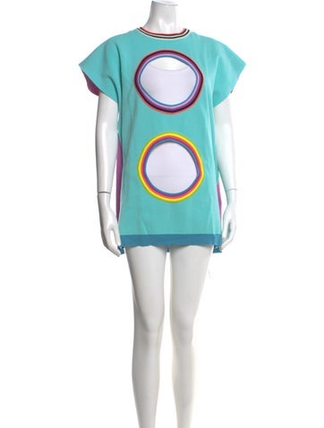 Pre-owned Christopher John Rogers Graphic Print Mini Dress In Blue