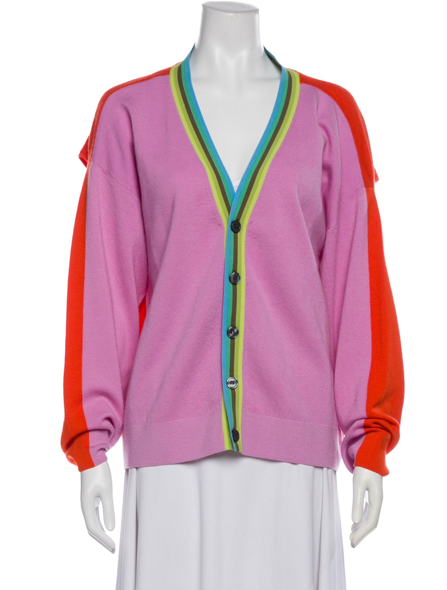 Christopher John Rogers Wool Colorblock Pattern Sweater