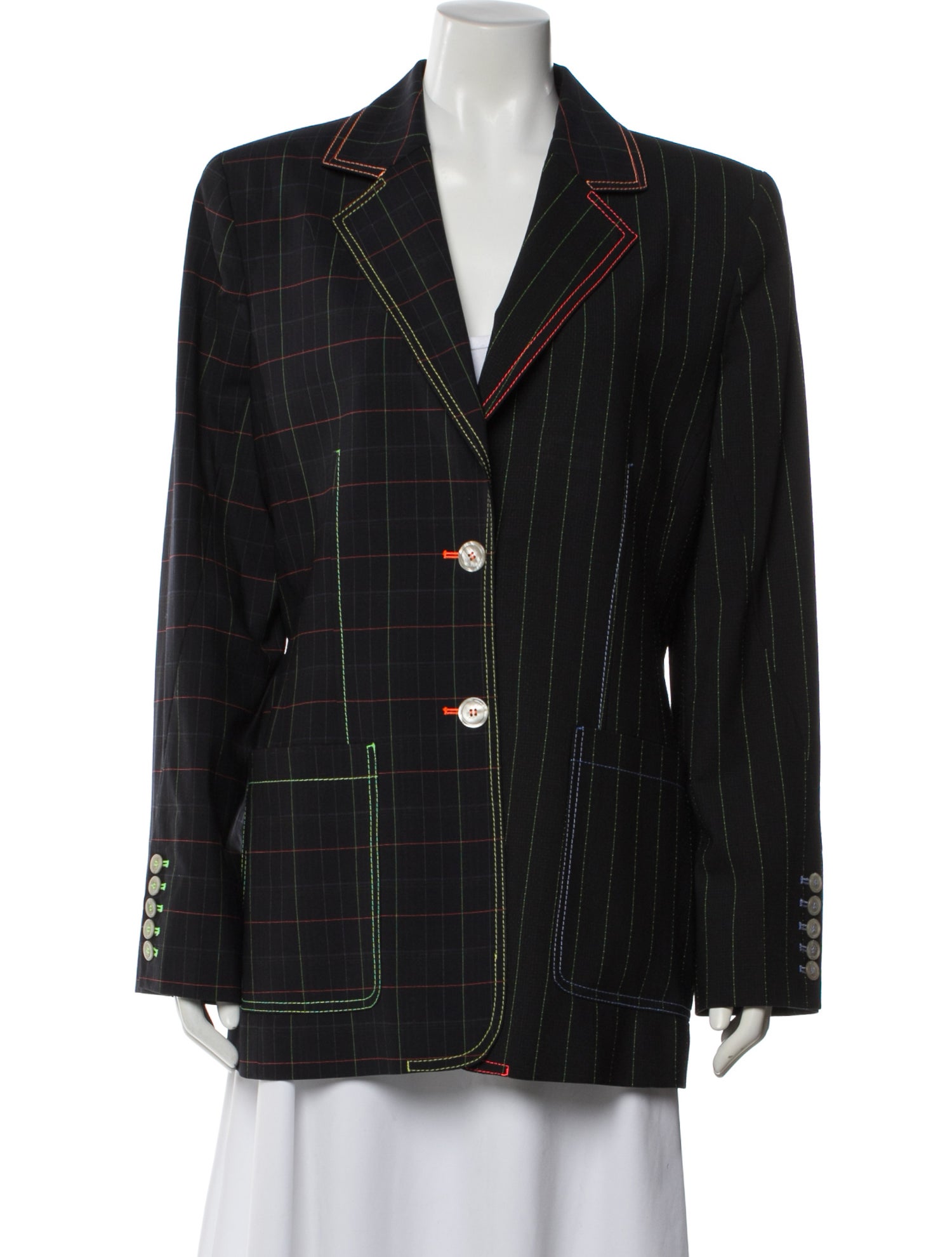 Christopher John Rogers Virgin Wool Plaid Print Blazer