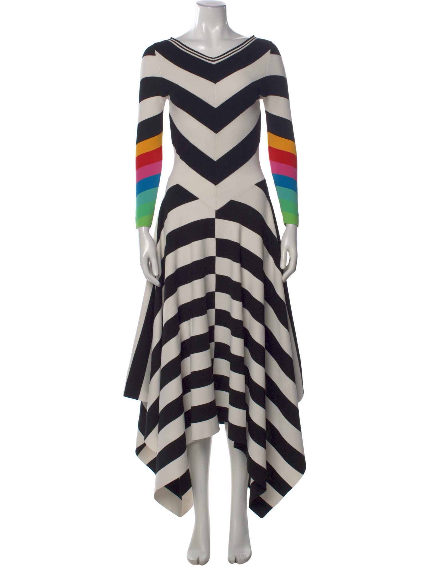 Christopher John Rogers Striped Midi Length Dress