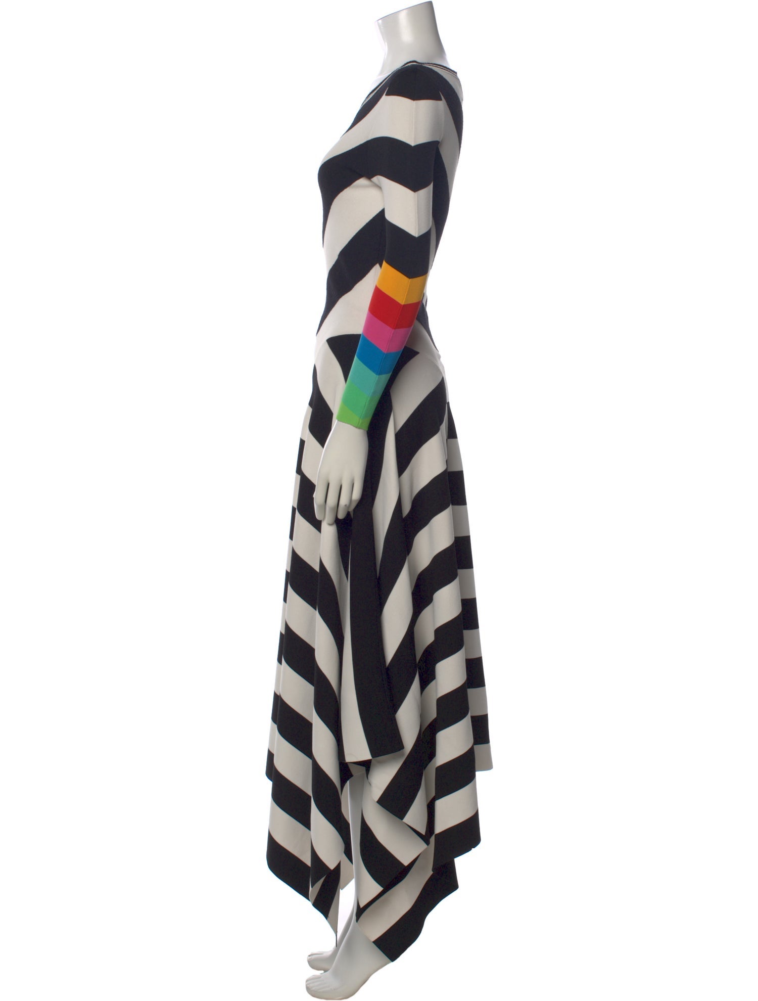 Christopher John Rogers Striped Midi Length Dress