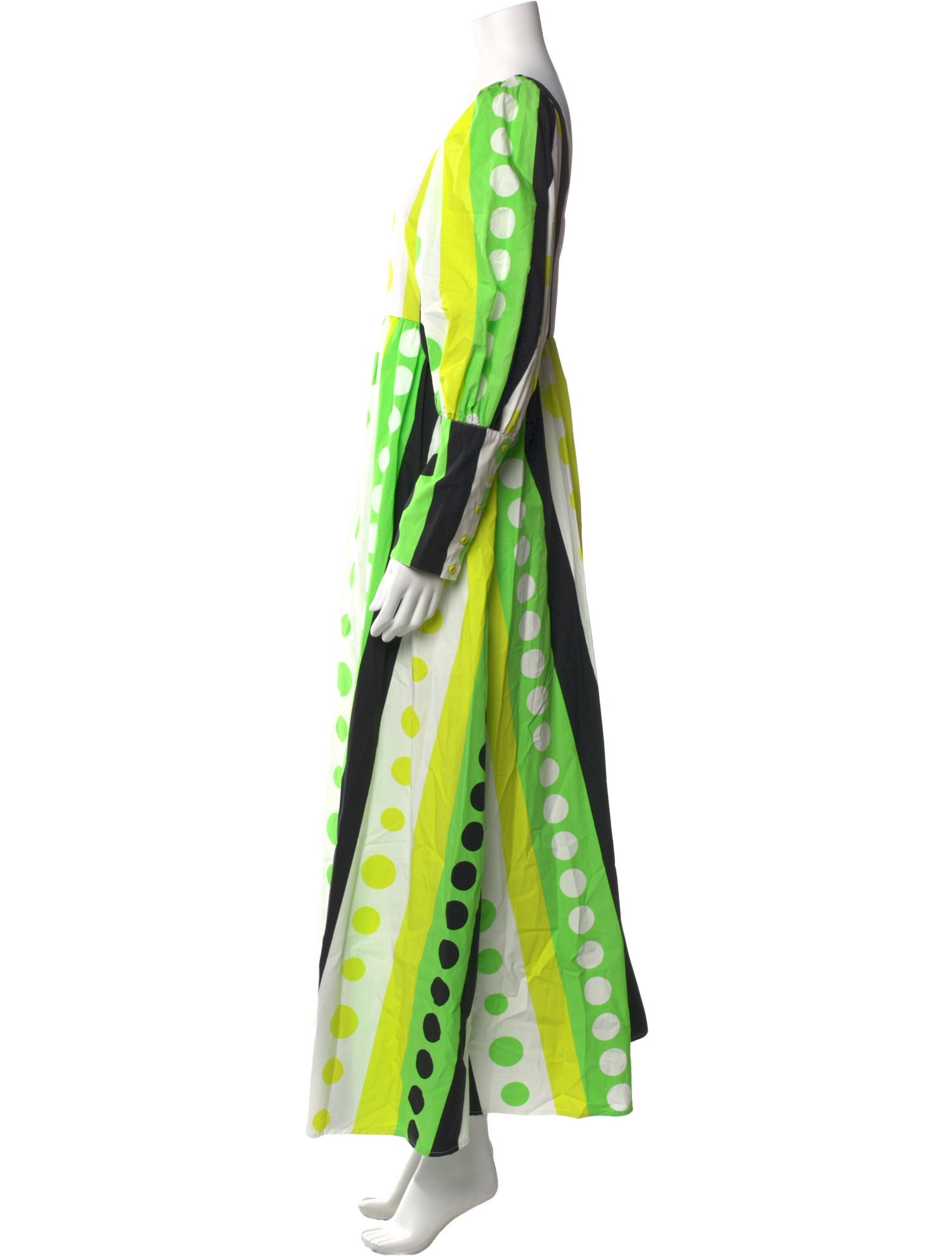 christopher john rogers green dress Ruffled striped stretch-knit halterneck maxi dress - multi