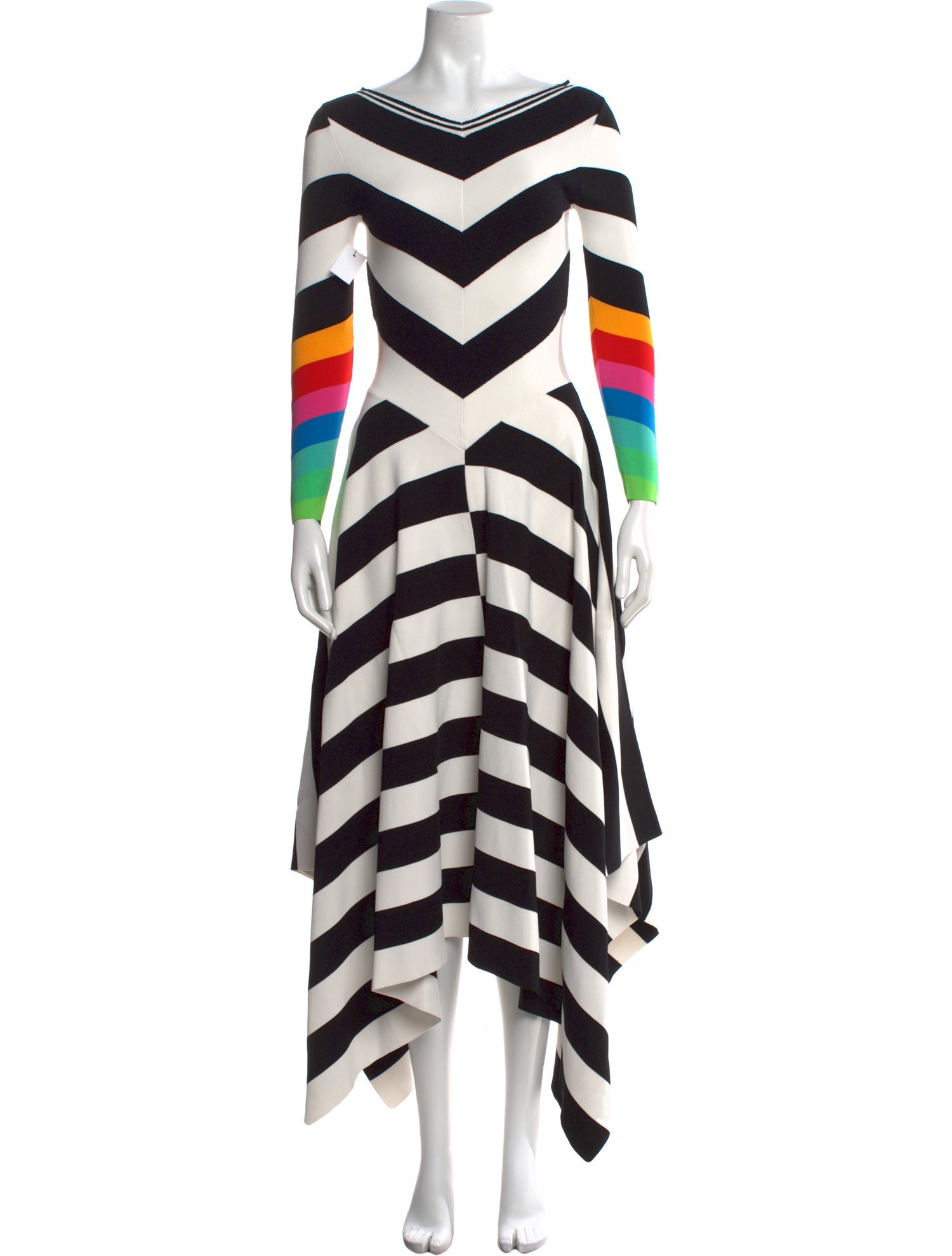 Christopher John Rogers Striped Midi Length Dress