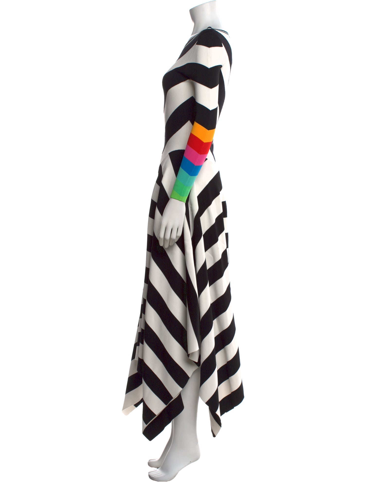 Christopher John Rogers Striped Midi Length Dress