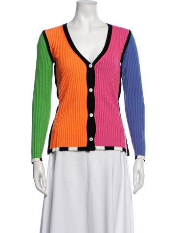 Pre-owned Christopher John Rogers Wool Colorblock Pattern Sweater In Orange