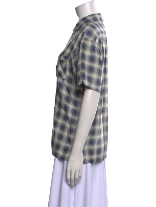 Chimala Plaid Print Short Sleeve Button-Up Top
