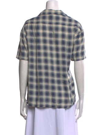 Chimala Plaid Print Short Sleeve Button-Up Top