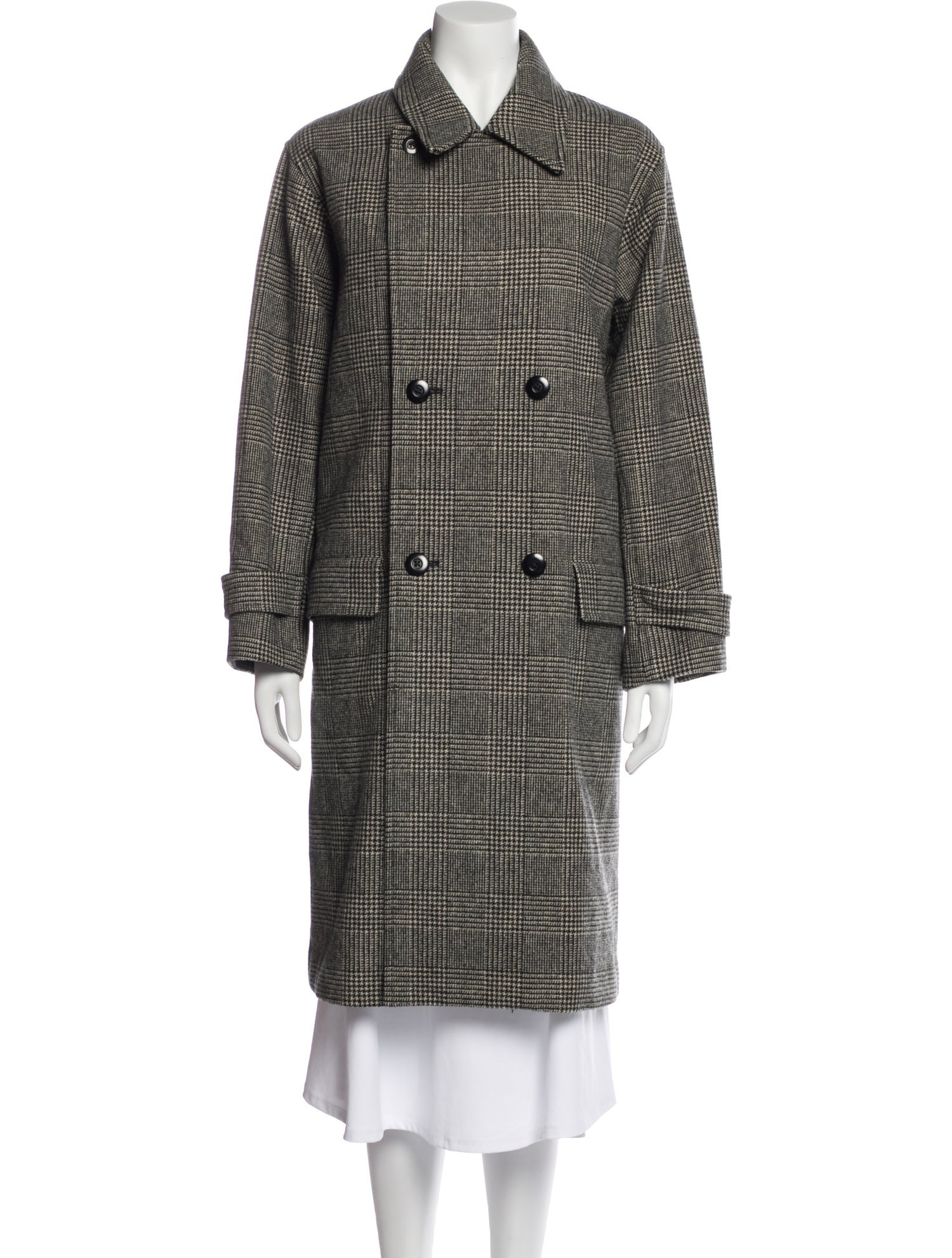 Chimala Wool Plaid Print Peacoat