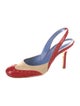 Charles Nolan Patent Leather Colorblock Pattern Slingback Pumps