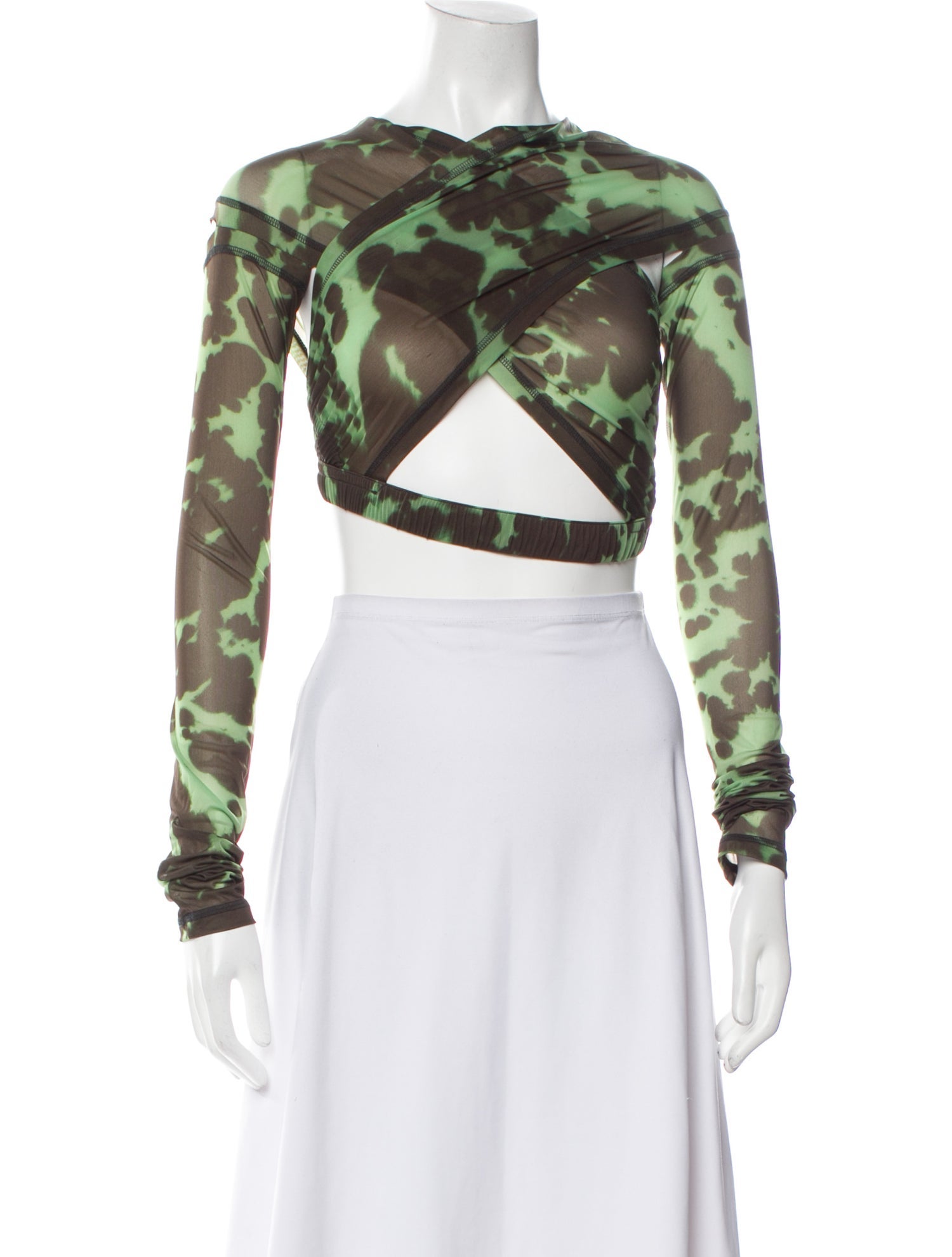 Charlotte Knowles Animal Print Bateau Neckline Crop Top