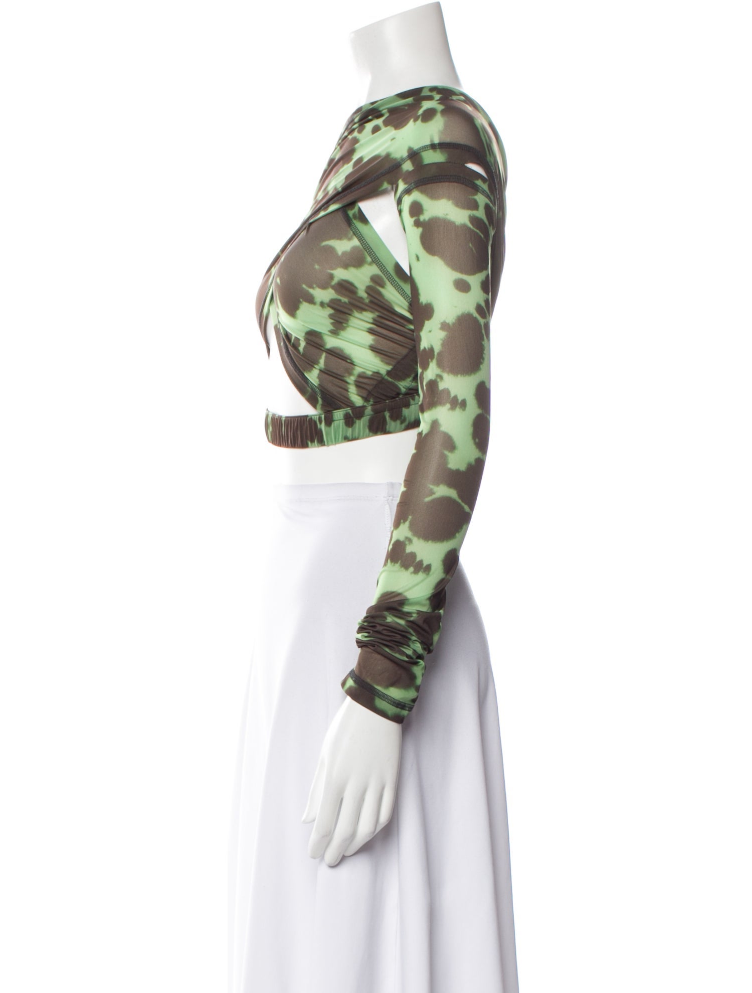 Charlotte Knowles Animal Print Bateau Neckline Crop Top