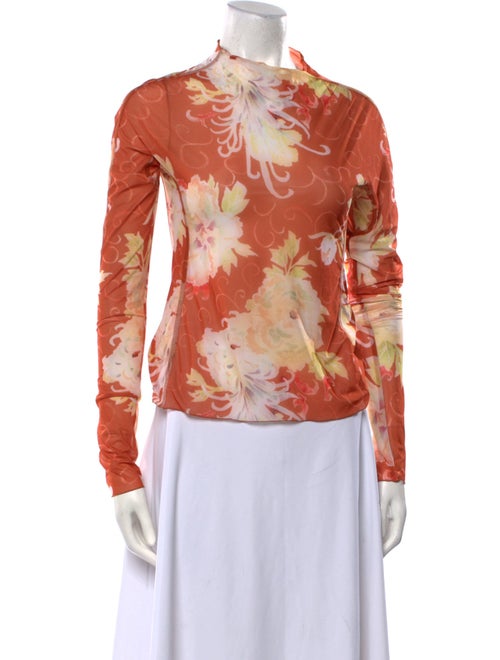 Charlotte Knowles Floral Print Mock Neck Blouse