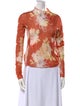 Charlotte Knowles Floral Print Mock Neck Blouse