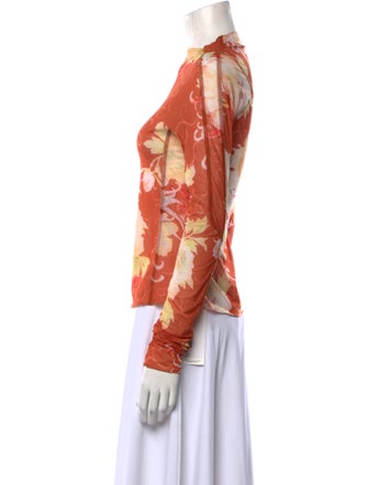 Charlotte Knowles Floral Print Mock Neck Blouse