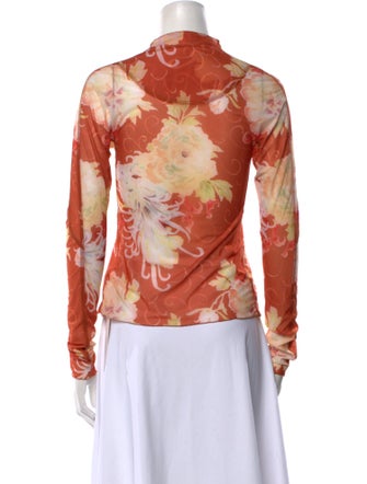 Charlotte Knowles Floral Print Mock Neck Blouse