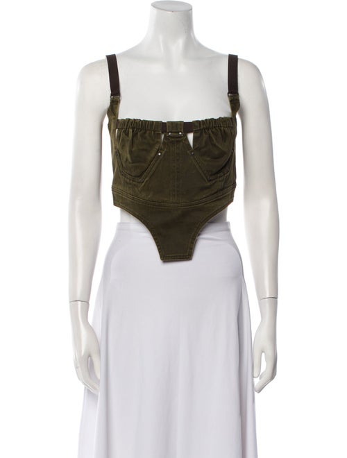 Charlotte Knowles Square Neckline Sleeveless Crop Top