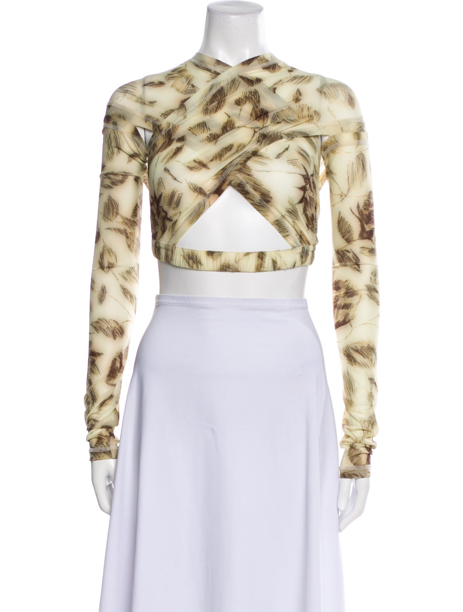 Charlotte Knowles Printed Mock Neck Crop Top