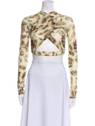 Charlotte Knowles Printed Mock Neck Crop Top