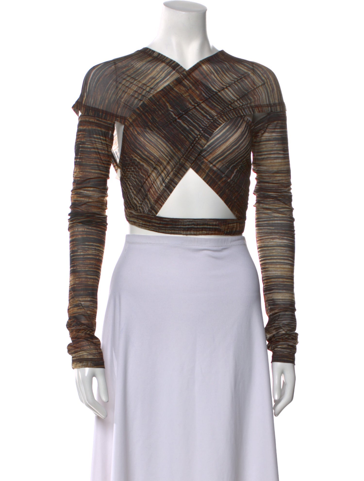 Charlotte Knowles Plaid Print V-Neck Crop Top