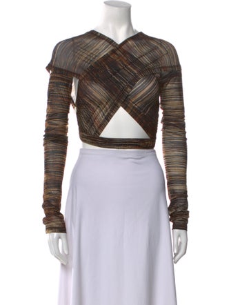 Charlotte Knowles Plaid Print V-Neck Crop Top