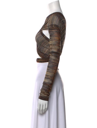 Charlotte Knowles Plaid Print V-Neck Crop Top