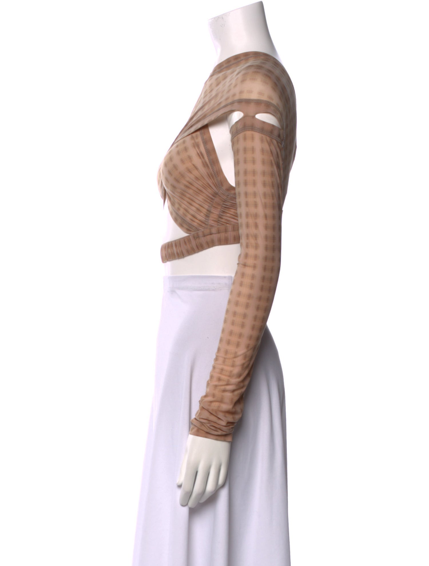 Charlotte Knowles Plaid Print V-Neck Crop Top