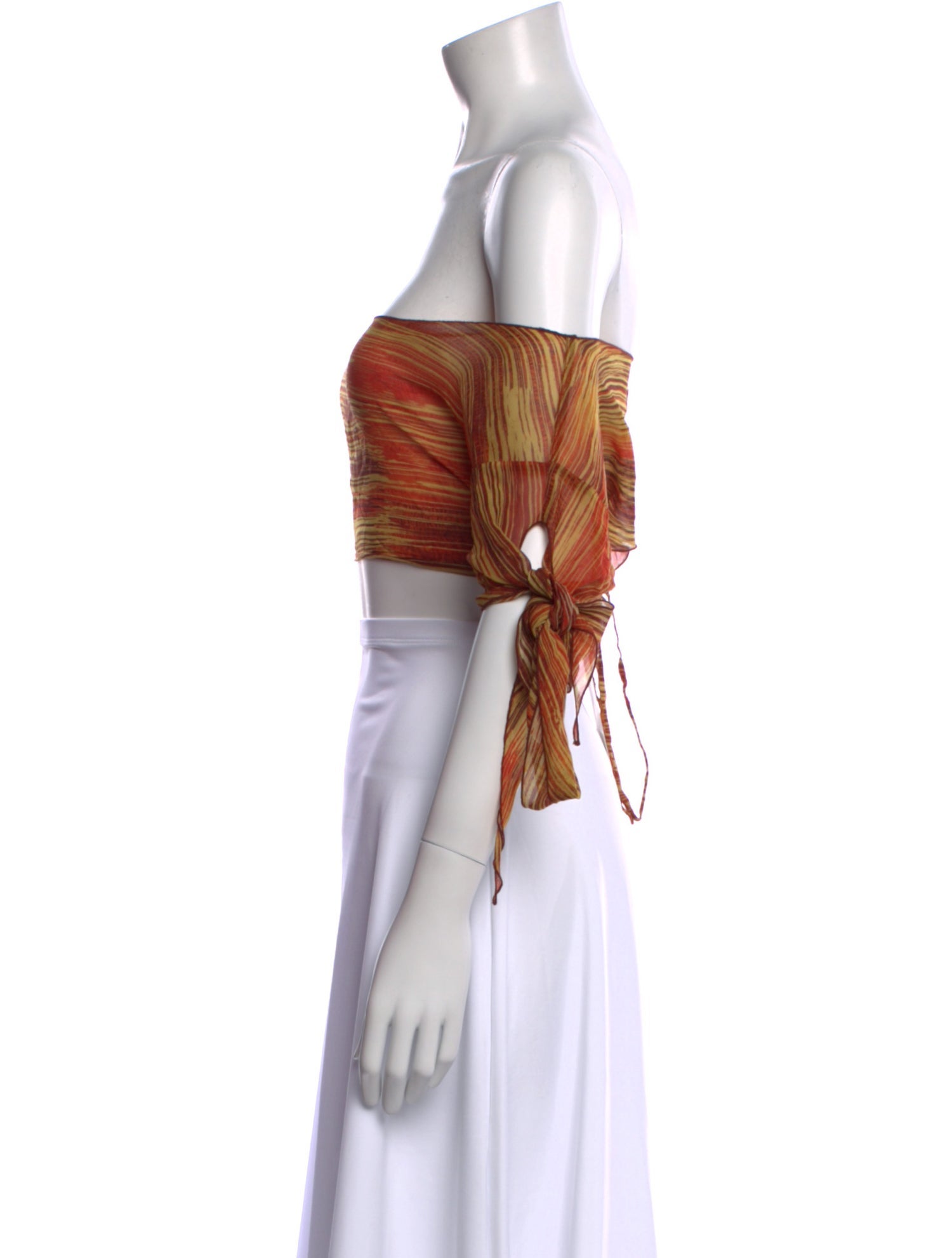 Charlotte Knowles Striped Off-The-Shoulder Crop Top