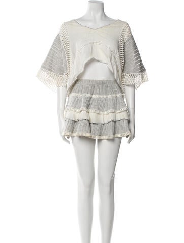 Chio Suits and Sets Striped Pom-Pom Embellishments Skirt Set XS