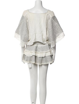 Chio Striped Pom-Pom Embellishments Skirt Set