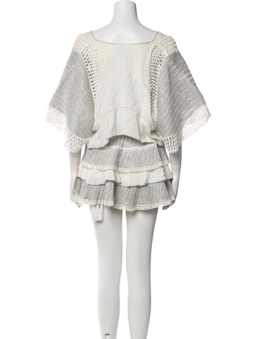 Chio Striped Pom-Pom Embellishments Skirt Set