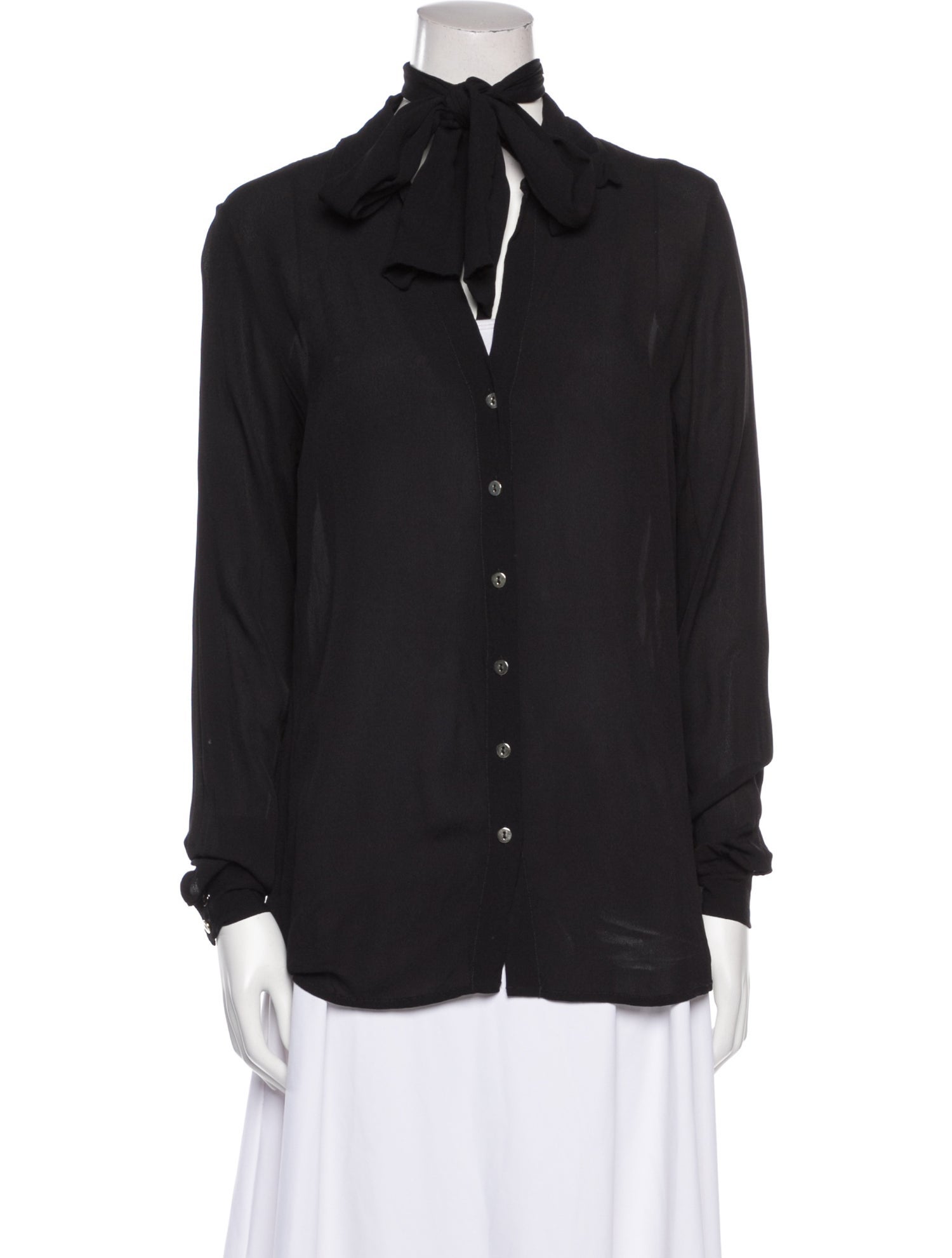 Chiara Boni Mock Neck Long Sleeve Button-Up Top