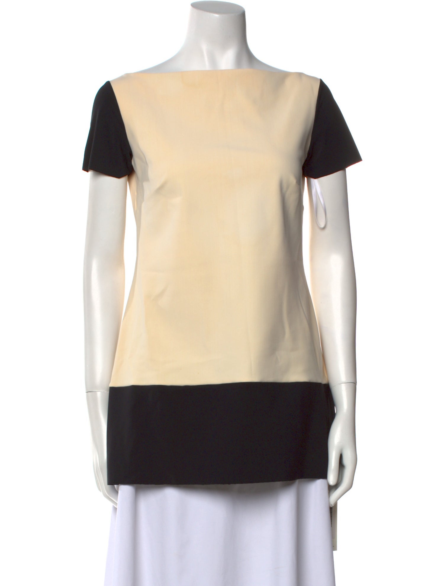Chiara Boni Colorblock Pattern Bateau Neckline Top