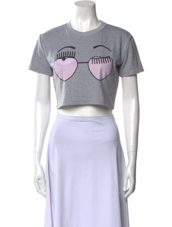 Chiara Boni Graphic Print Crew Neck Crop Top