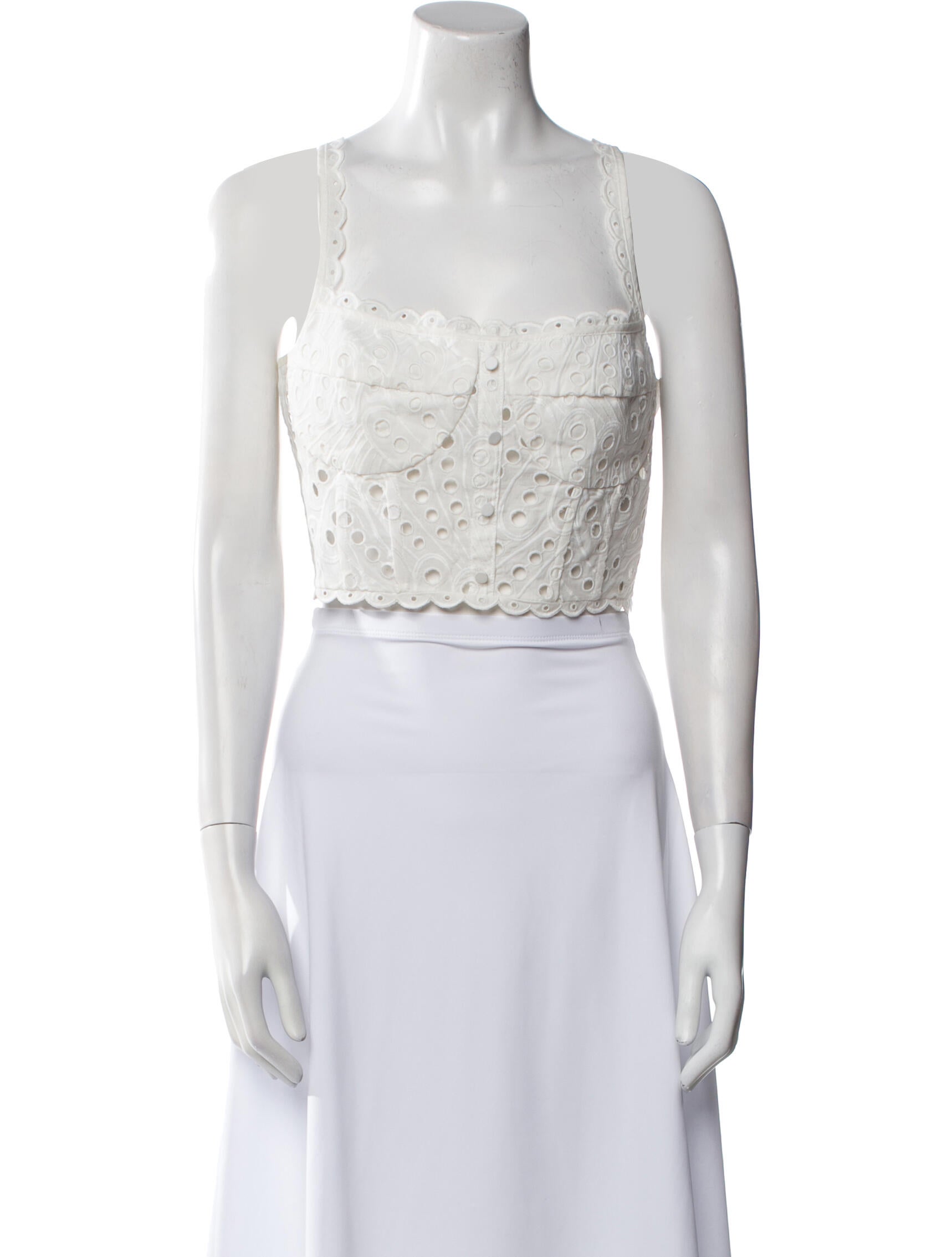 Chiara Boni Lace Pattern Square Neckline Crop Top