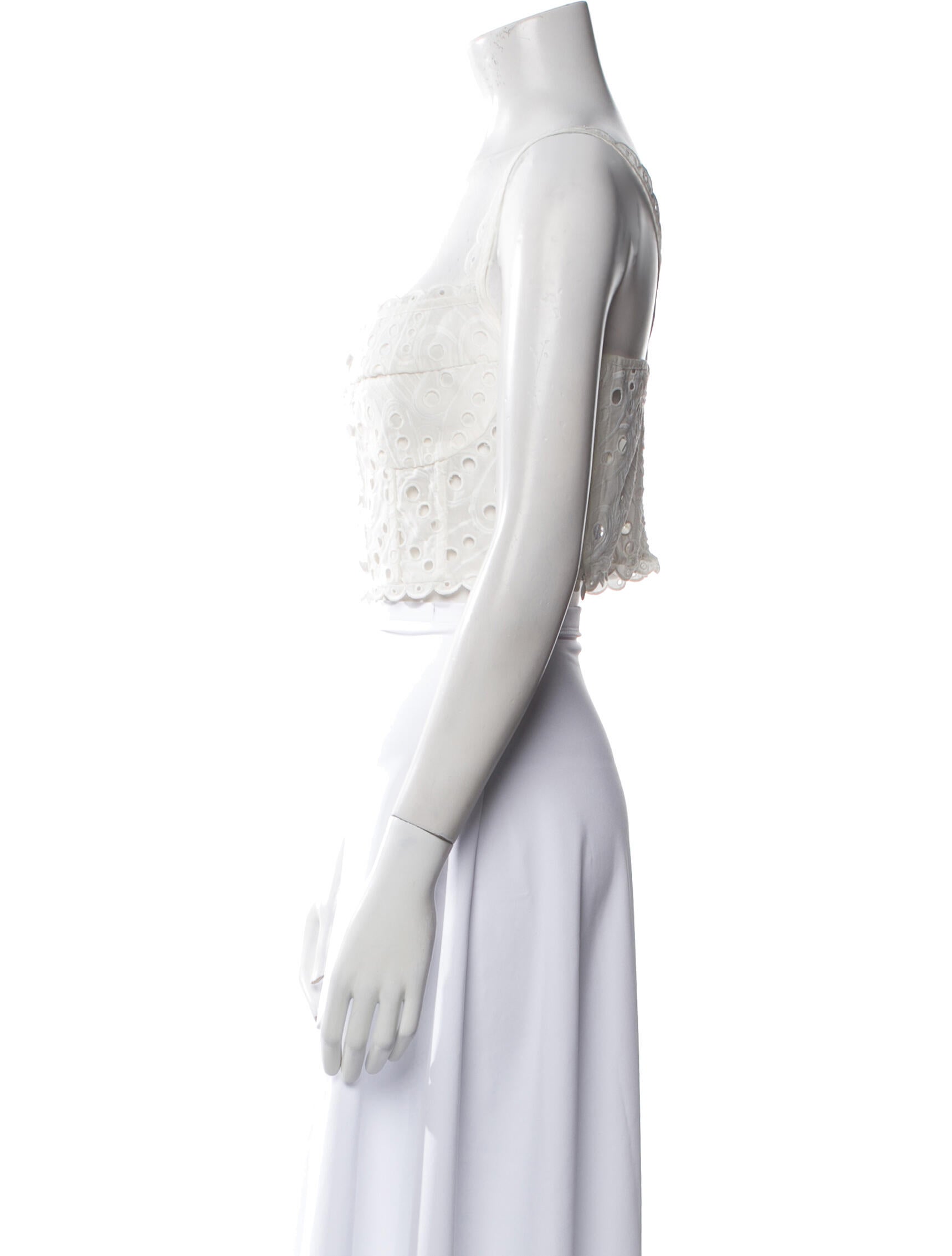 Chiara Boni Lace Pattern Square Neckline Crop Top