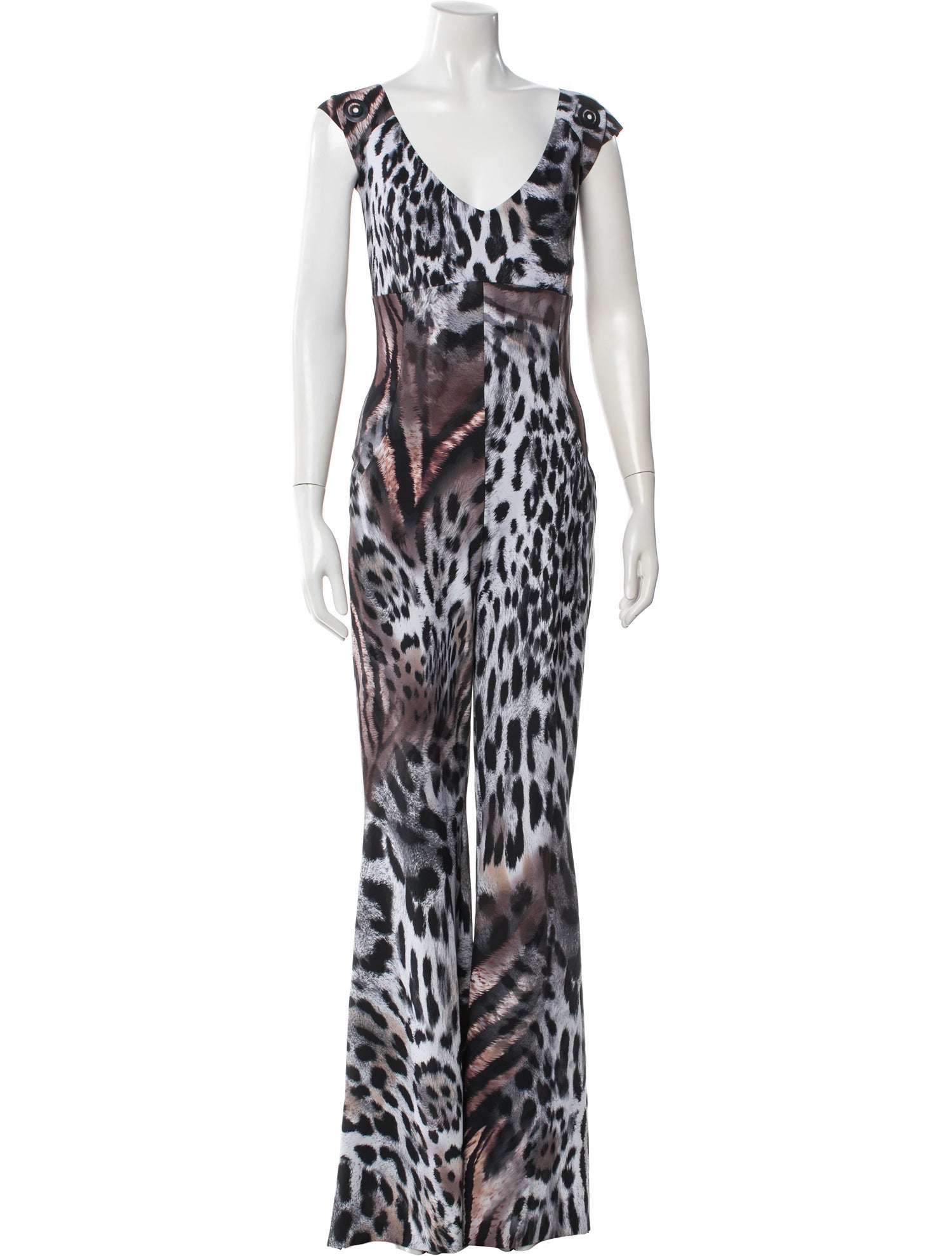 Chiara Boni Animal Print V-Neck Jumpsuit