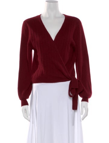 Pre-owned Crush Cashmere V-neck Sweater In Red