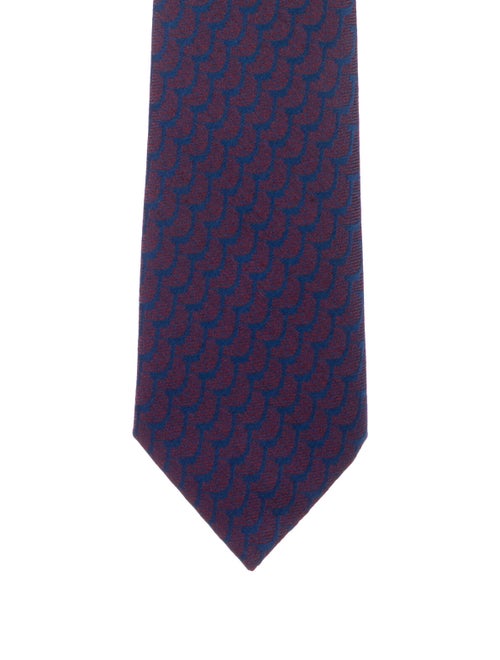 Charvet Silk-Wool Printed Tie w/ Tags blue