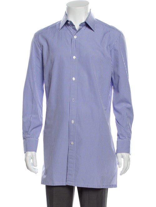 Charvet Plaid Print Long Sleeve Shirt Blue