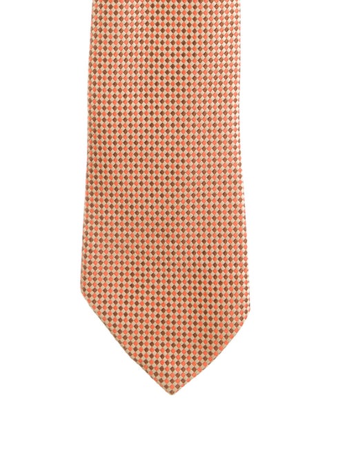 Charvet Silk Checked Tie orange