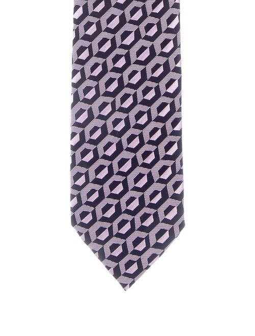 Charvet Patterned Silk Tie navy