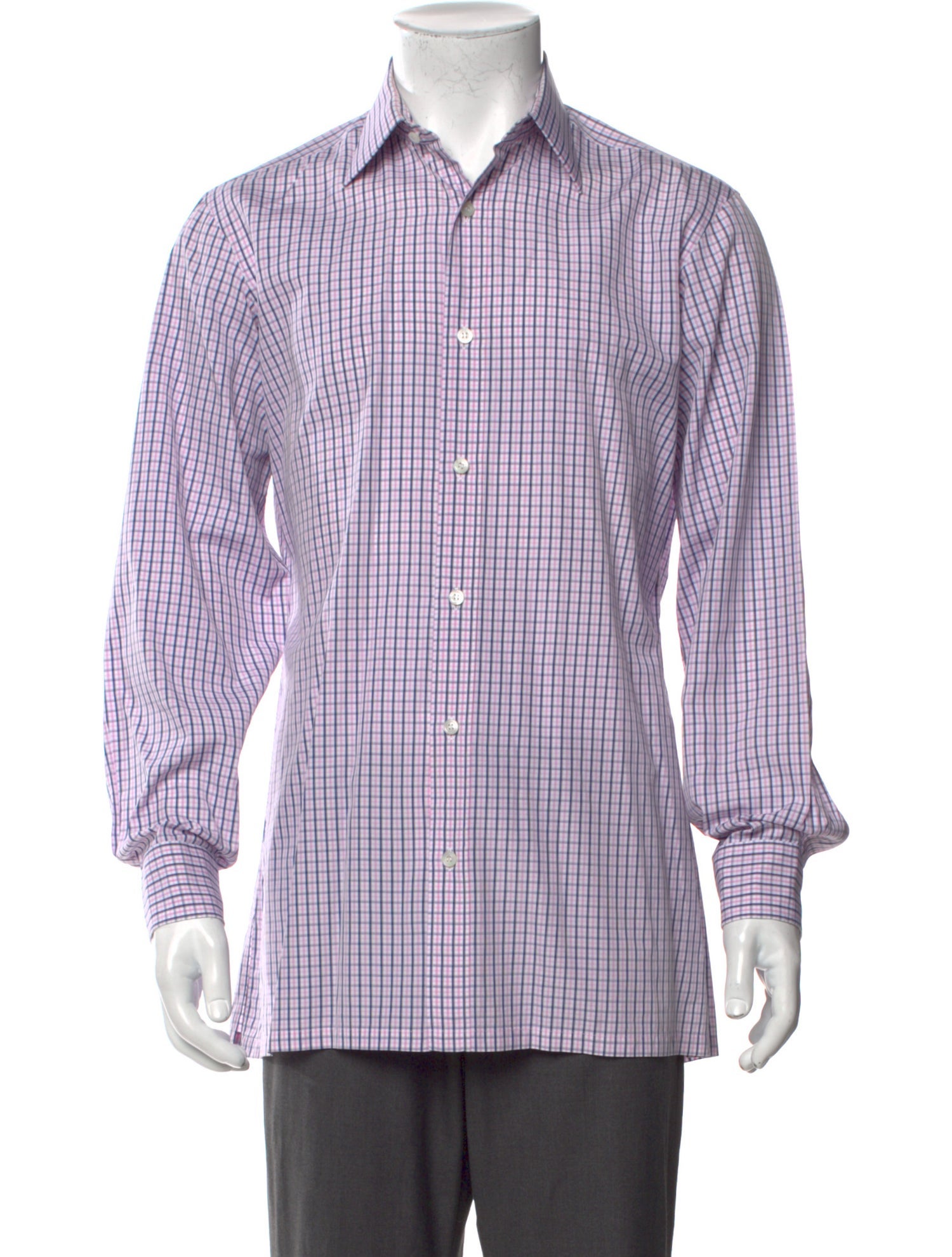 Charvet Plaid Print Long Sleeve Dress Shirt